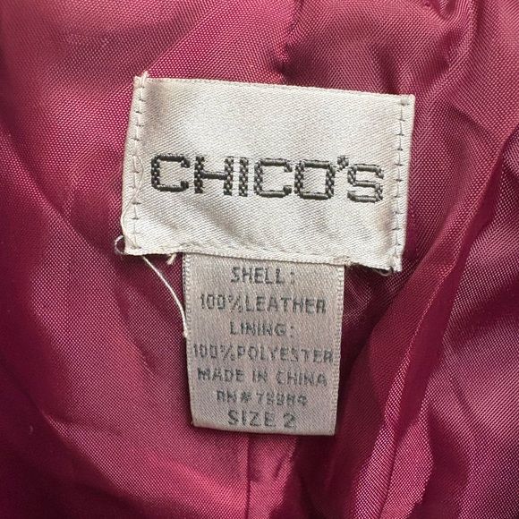 Chico's Deep Plum Leather Jacket - Picture 2 of 2
